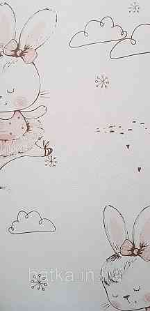 Шпалери флізелінові еко Rasch Kids World II 0.53х10 дитячі зайчики балерини хмари рожеві на білому Київ