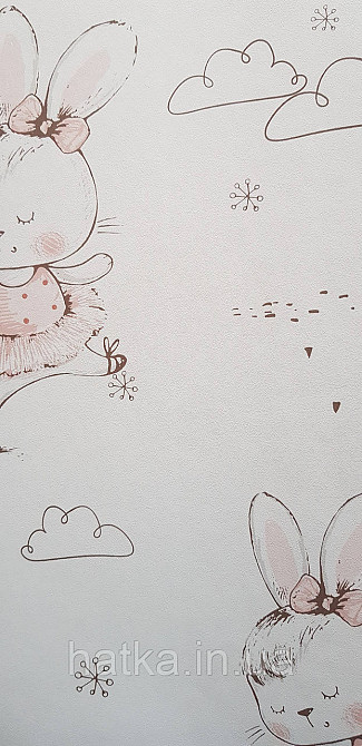 Шпалери флізелінові еко Rasch Kids World II 0.53х10 дитячі зайчики балерини хмари рожеві на білому Київ - фото 2