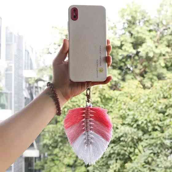 Набір макраме для творчості та ручного в'язання брелока для ключів або декору на сумку 10х16см, рожевий Кам'янець-Подільський