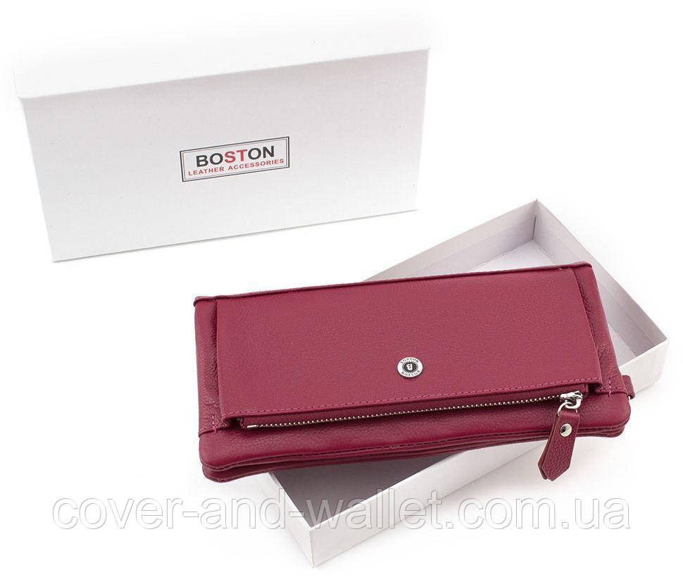 Бордовий жіночий гаманець клатч з натуральної шкіри Boston Киев - изображение 8