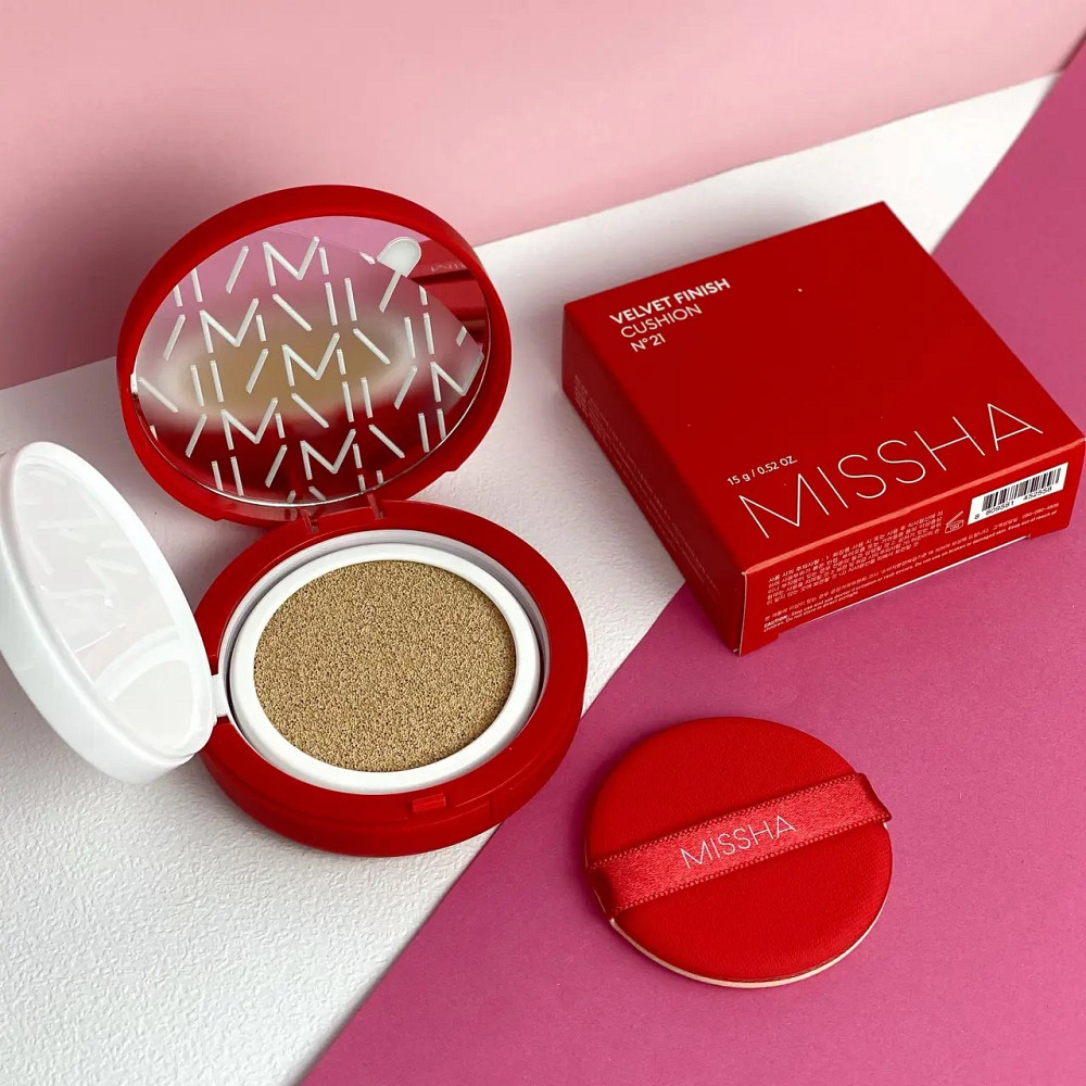 Тональный кушон для лица с матовым финишем Velvet Finish Cushion SPF50+/PA+++ №21 Missha 15 мл Киев - изображение 5