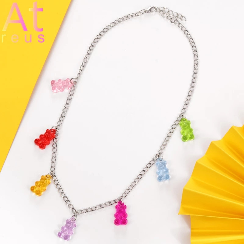 Ожерелье желейные мишки - длина 48см, 7 мишек, смола, цинковый сплав Киев - изображение 6