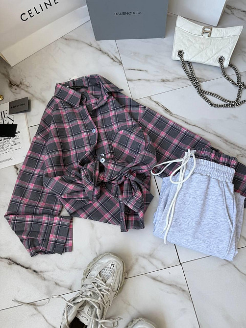 Женский стильный прогулочный костюм двойка: рубашка и штаны фланель + двунитка Одесса - изображение 6