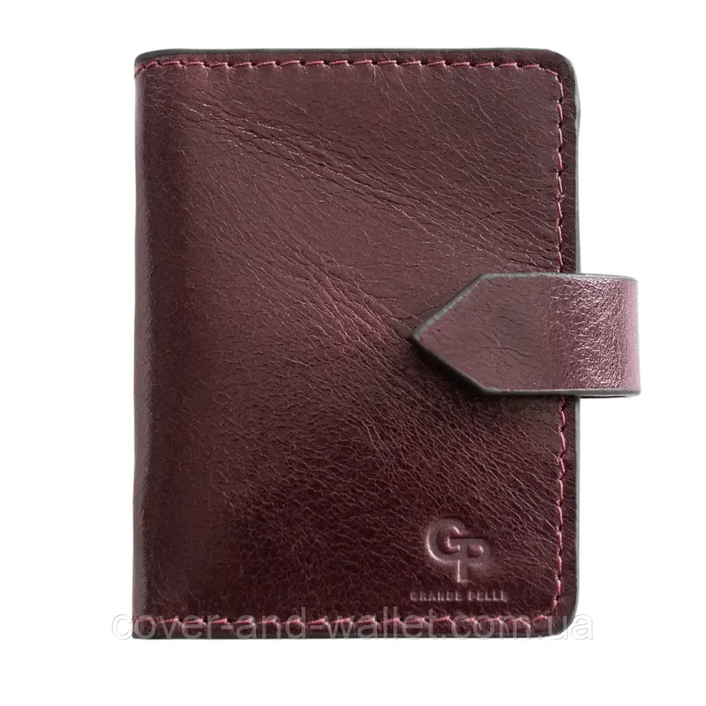 Компактна візитниця з італійської шкіри чорного кольору ручної роботи Grande Pelle Ricco Київ - фото 8