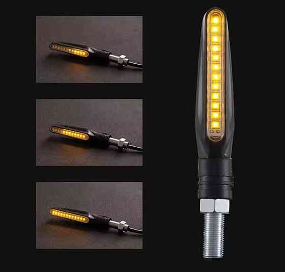 Универсальные светодиодные поворотники 2 шт для мотоцикла 11 см 12 v черный Киев