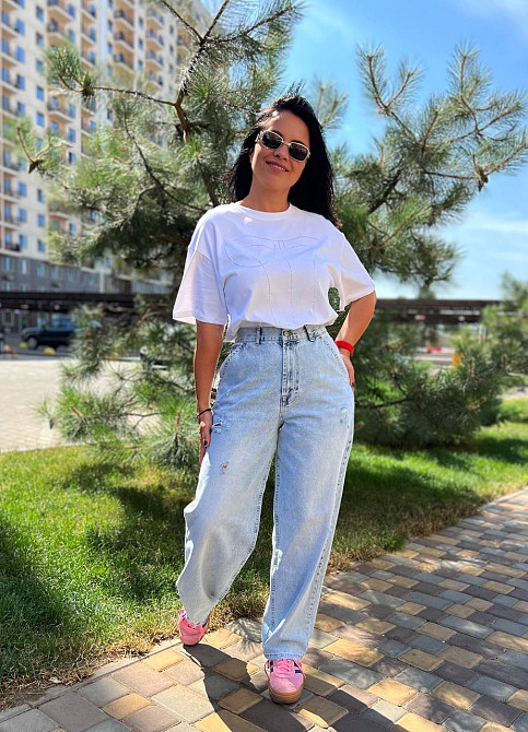 Джинсы женские Its Basic 03097 SKATER широкие косые карманы рваные, голубой, 32, 32 Одесса - изображение 7