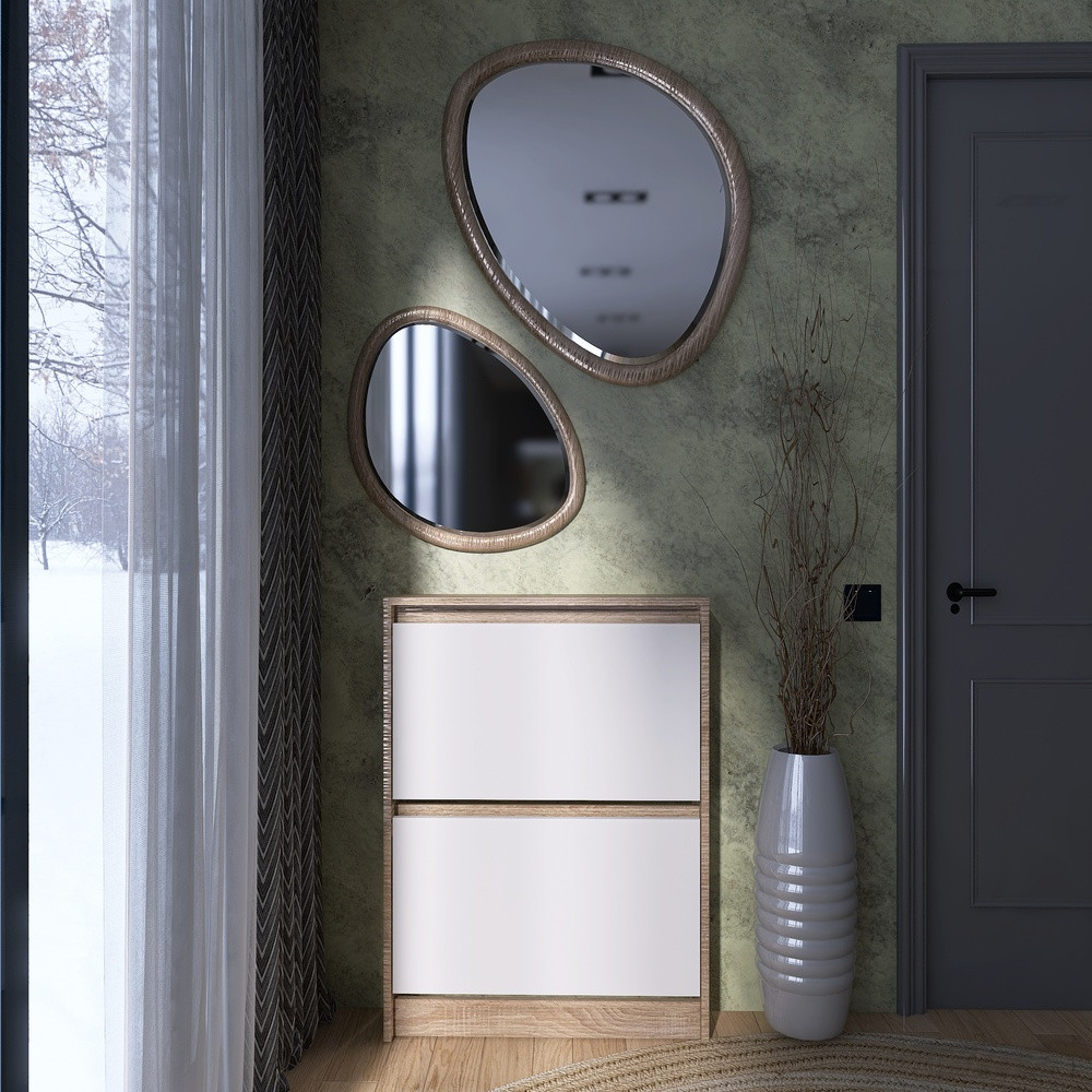 Тумба для обуви в прихожую Эверест Сити-160-2 70,2х16х95,8 см Дуб сонома/Белый (DTM-071107) Львов - изображение 1