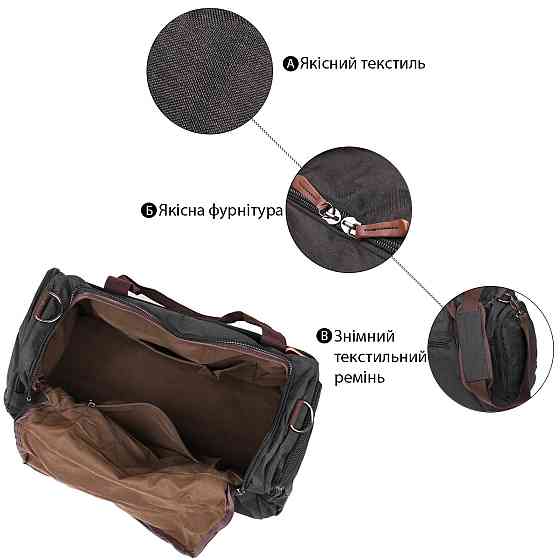 Дорожная сумка текстильная Vintage 20136 Черная Киев