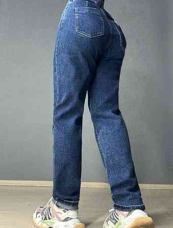 Джинсы женские LDM 0250 МОМ бананы резинка на поясе батал большие размеры синие, синий, 33, 33, 94 см, 122 см Киев