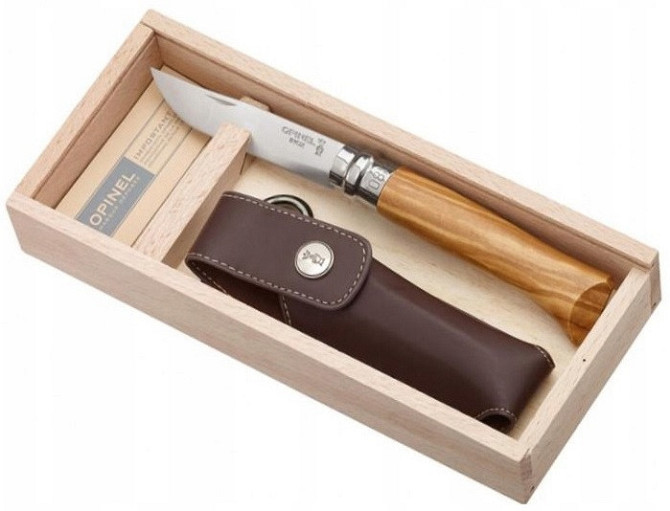 Складной Нож с чехлом в пенале Opinel Inox Steel №8 VRN Olive (001004) Нержавеющая сталь Нововолынск - изображение 1