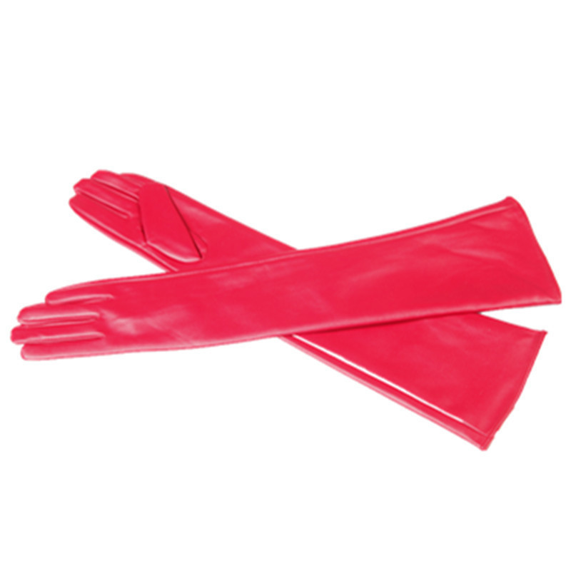 Високі рукавички жіночі із екошкіри червоний M Київ - фото 5