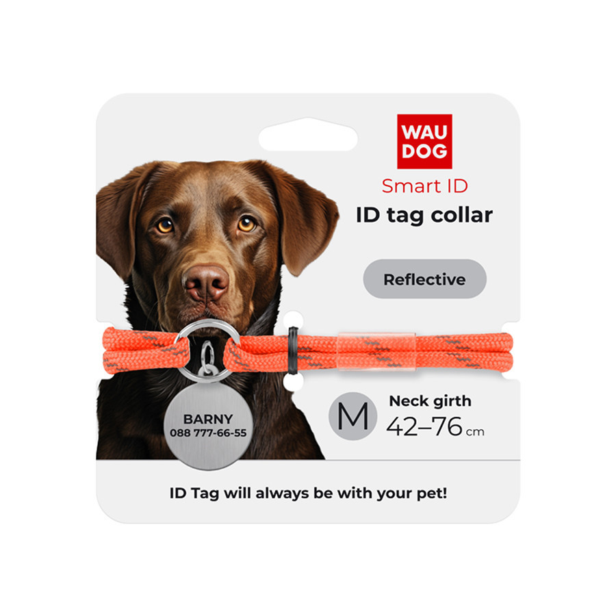Шнурок для адресника из паракорда WAUDOG Smart ID, светоотражающий, размер М, диаметр 4 мм, длина 42-76 см оранжевый Киев - изображение 3