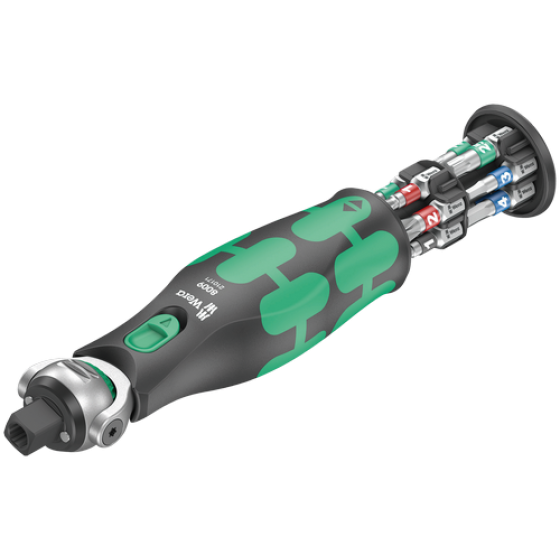 Тріскачка з поворотною головкою 3/8" Wera Zyklop Pocket+бітотримач 1/4"+магазин з бітами 12шт  (05004280001) Одеса