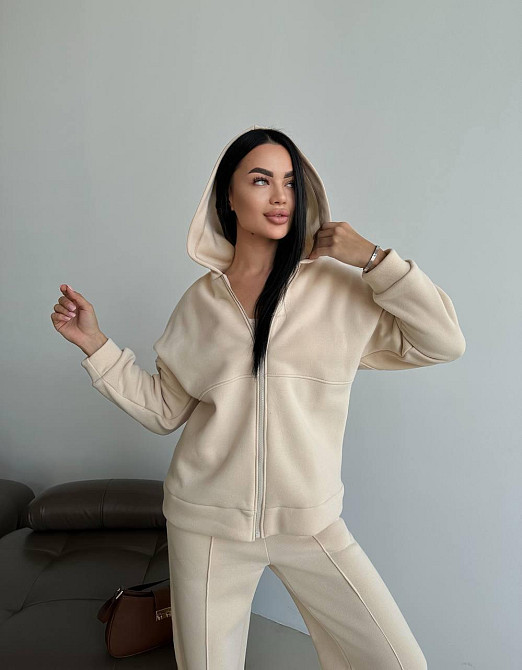 Жіночий теплий прогулянковий костюм двійка: брюки + зіп-худі тринитка на флісі Одеса - фото 17