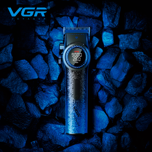 Машинка для стрижки VGR V-001 Blue (10 насадок) 4600 mAh LED дисплей Вінниця - фото 7