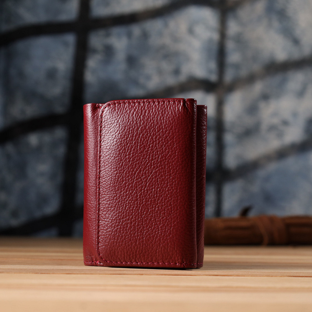 Компактний гаманець зручного формату із натуральної шкіри ST Leather 23077 Бордовий Київ - фото 10