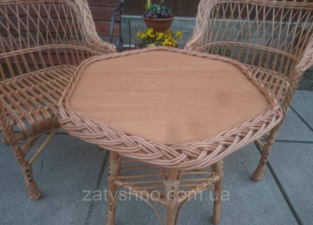 Меблі плетені на балкон з шестигранним столом Київ - фото 6