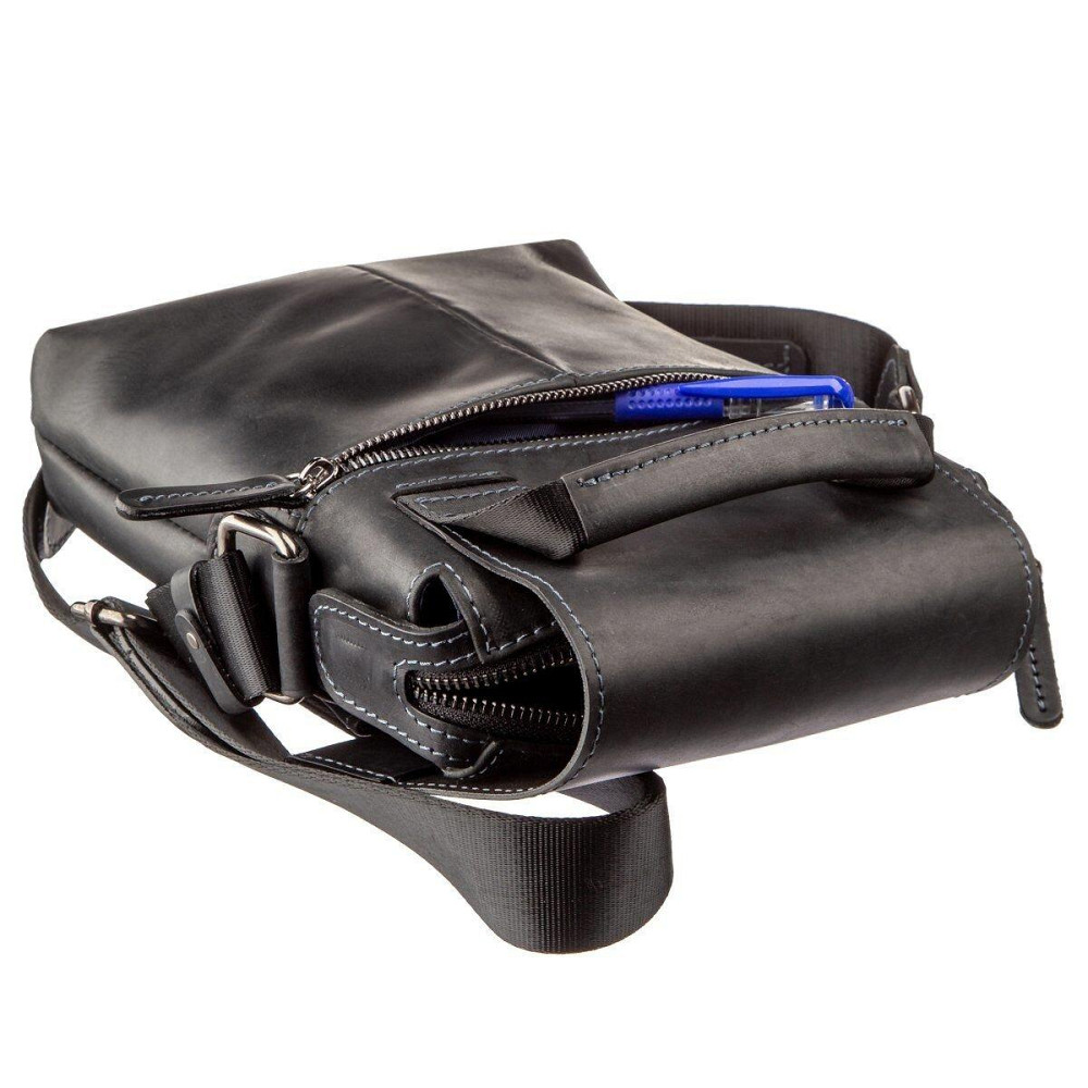 Сумка мужская матовая SHVIGEL 11173 кожаная Черная Киев - изображение 7