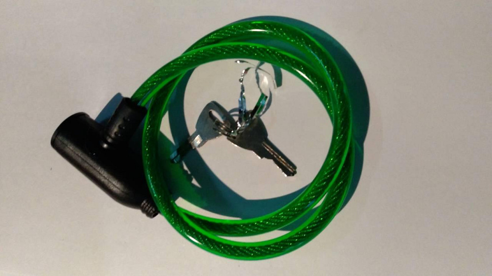 Замок на колесо (трос) (з ключем) (зелений) 60 см Мукачево - фото 1
