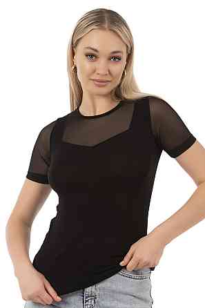 Футболка жіноча Ozkan з імітацією майки, чорна — Viscose 26981 4XL Київ