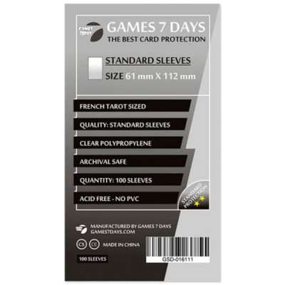Протектор для карт Games7Days 61 х 112 мм, French Tarot, 100 шт (STANDART) (GSD-016111) Вінниця - фото 1