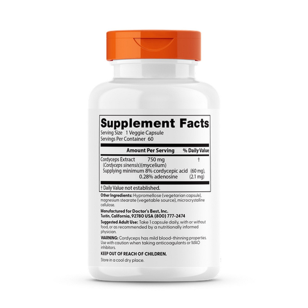 Кордицепс ультра Doctor's Best Ultra Cordyceps 750 мг 60 капс Киев - изображение 2