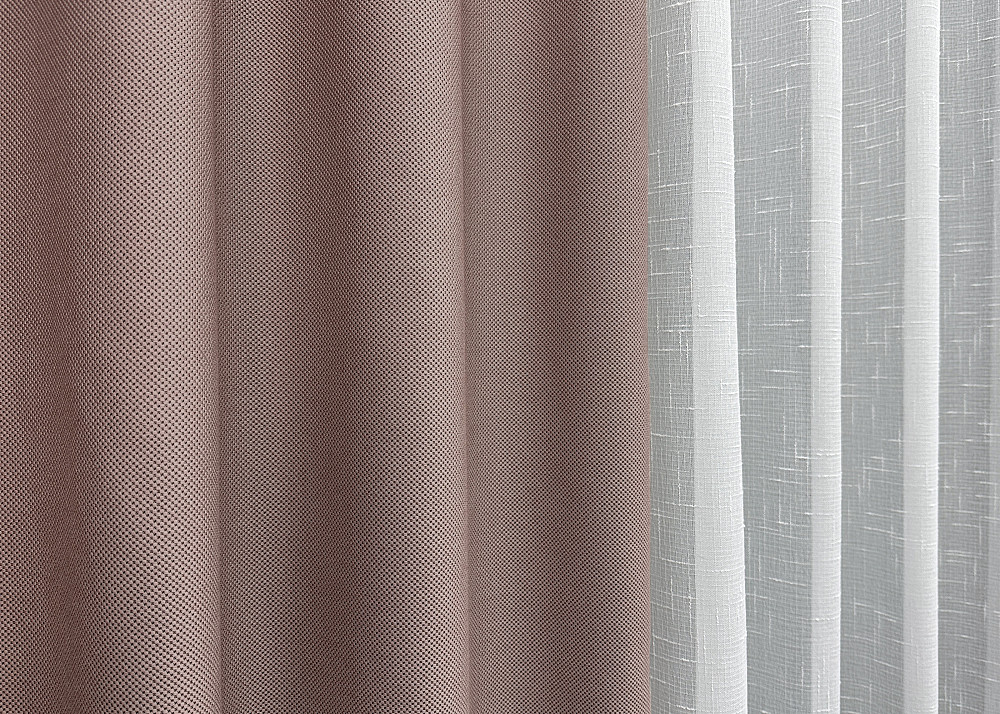 Комплект штор VR-Textil рогожка преміум TERRA LUXE 200х270 2шт і Тюль 500х270 1863ш-115т пудровий з білим 71-080/6 Київ - фото 8