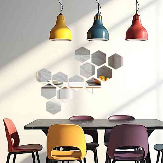 Зеркальный декор акриловый самоклеющийся 150*175мм серебро,12шт(D) SW-00002514 Днепр