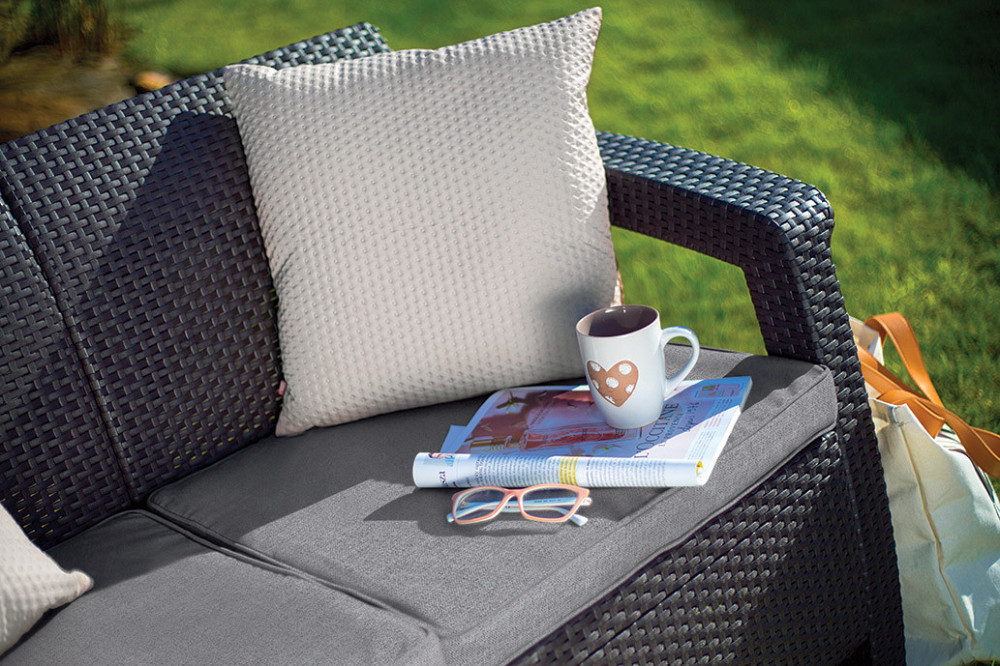 Диван пластиковий садовий Keter Corfu II Love seat, графіт Київ - фото 11