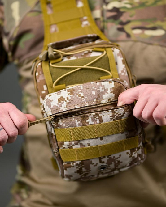 Тактическая нагрудная сумка черная через плечо  пиксель ПП8246 Одесса - изображение 5