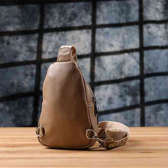 Слинг сумка из натуральной кожи для женщин Vintage 22939 Бежевый Киев