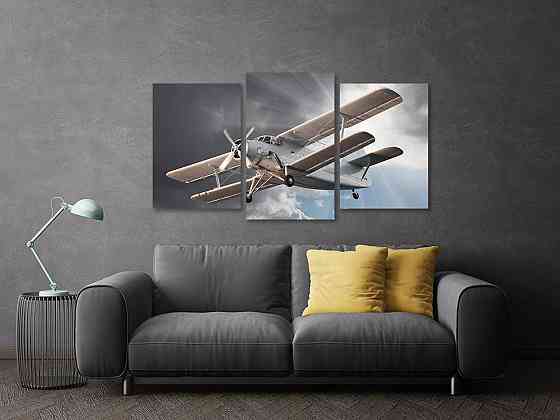 Модульна картина у вітальню/ спальню Літак в небі  Art-533_3 Київ