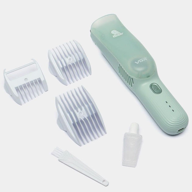 Дитяча машинка для стрижки VGR V-155 GREEN дітей новонароджених безшумна тиха з насадками 0-12 мм SX-17 Івано-Франківськ - фото 4