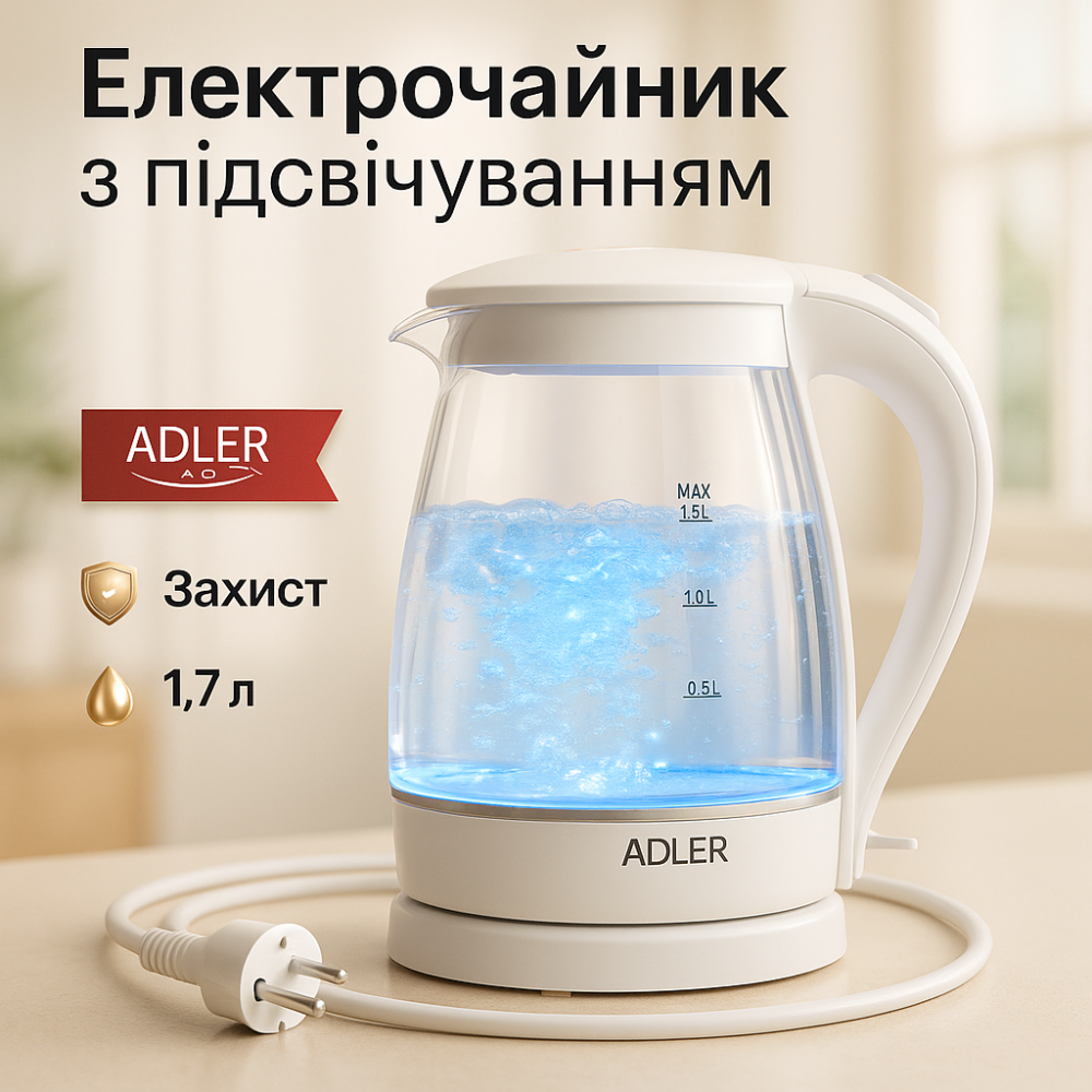 Хороший електронний чайник Adler, Ел чайник для кухні Стильний електричний NW-17 Львів - фото 9
