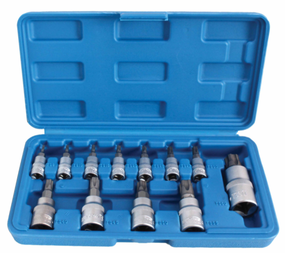 Набір насадок TORX з отвором зі вставками 13 од. (T8-T70, 1/4, 3/8, 1/2) SATRA S-A13WT Чернігів