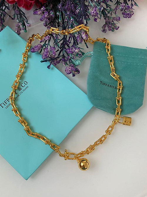 Тиффани подвеска с шариком и замочком. Позолота 18 К / упакована в мешочек Tiffany Одесса - изображение 1