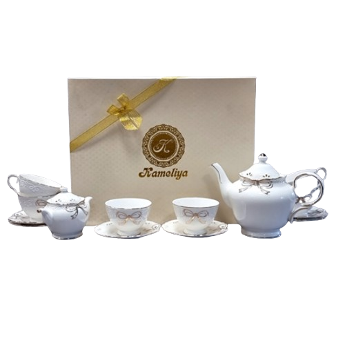 Сервіз чайний Білий бант 14 предметів (ч.220мл/блюдце d15,5см*6шт + чайник 500мл + цукорниця 350мл) 1805 S&T Житомир - изображение 2