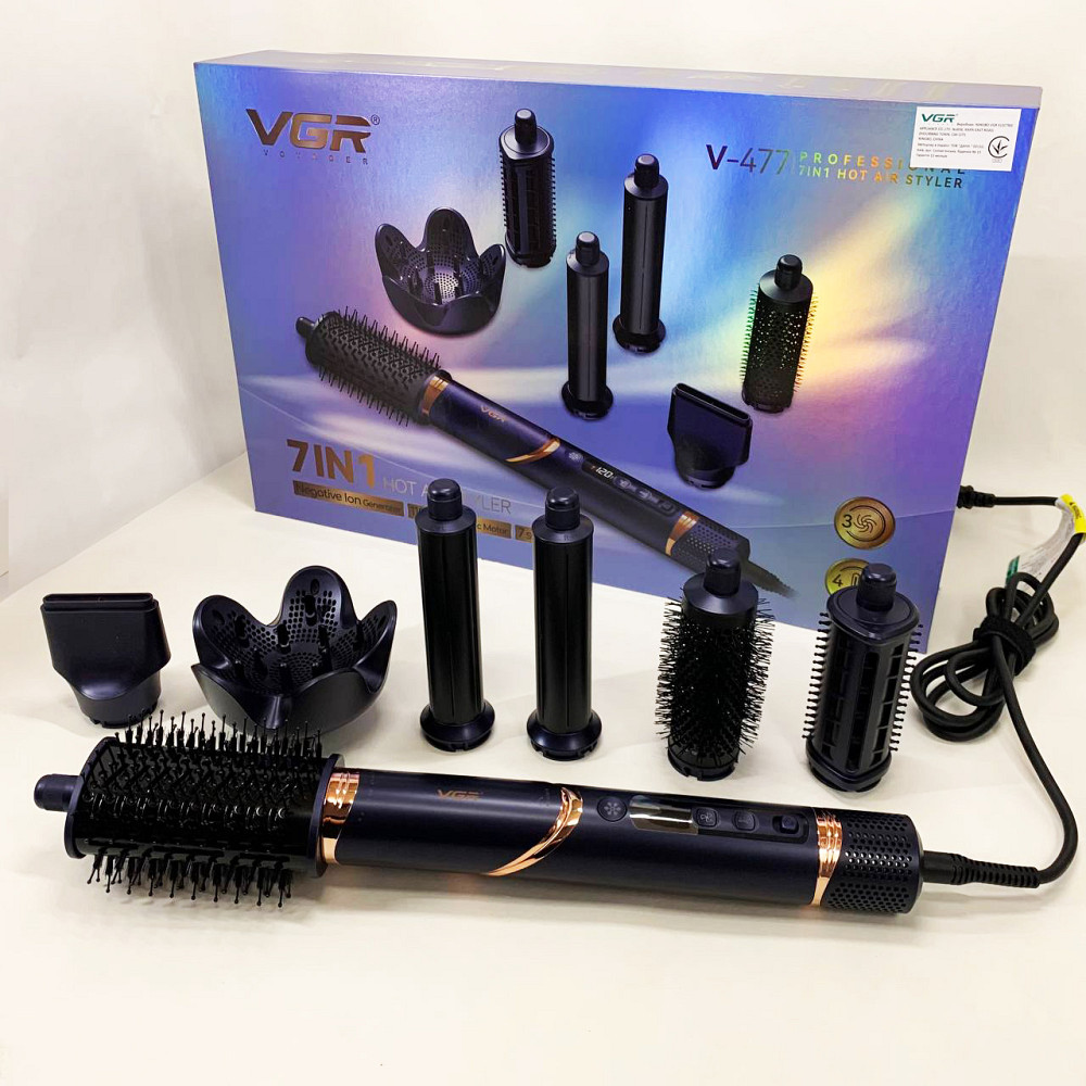 Хороший фен для випрямлення волосся VGR 7 в 1 V-477, Універсальна щітка-фен для волосся YP-39 Львів - фото 3