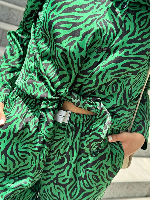 Жіночий шовковий костюм із штанами Зелений XL/2XL Харків - фото 4