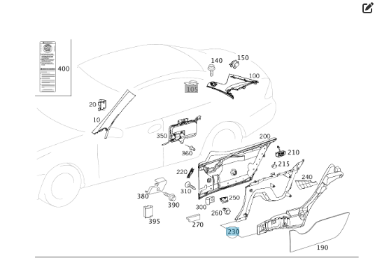 Mercedes-Benz  A2096908025 9D11 Нижня права бокова обшивка простору заднього пасажира колір "антрацит" CLK Coupe C209 Одеса