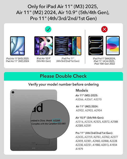 Клавіатурний чохол ESR Ascend Keyboard Case чорний для iPad Pro/Air 11'' сумісний, магнітна знімна клавіатура, підставка Київ - фото 9