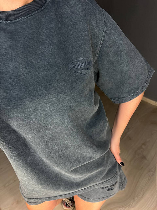 Костюм жіночий Pepper mint 25-01 варений тай-дай футболка та шорти оверсайз графіт, графіт, S Київ - фото 17