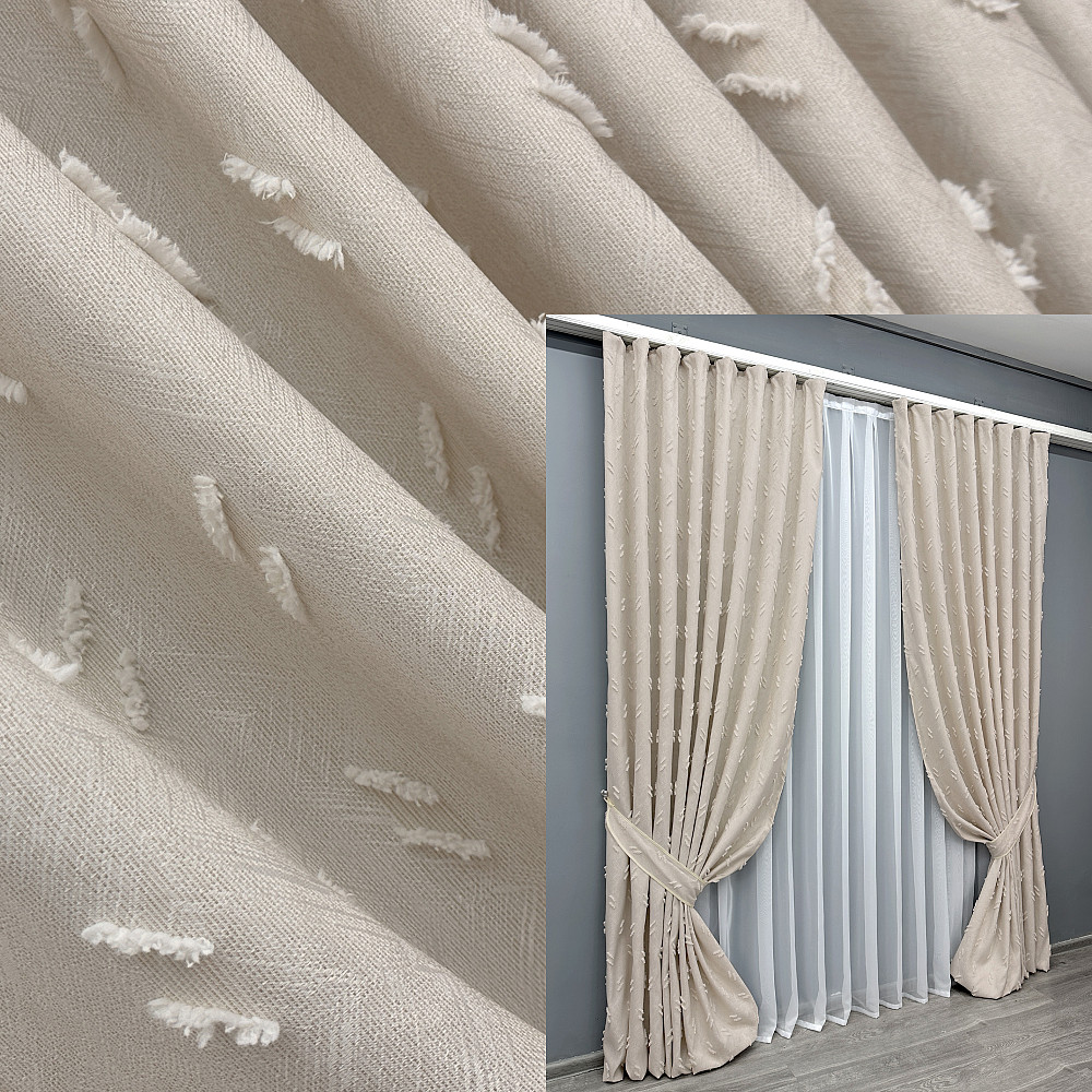 Комплект штор VR-Textil Льон Букле № 1882ш Таш 100х290 см 2 шт (31-0007) Київ - фото 1