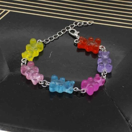 Браслет с мишками длина 15-20см, регулируется, смола, цинковый сплав Киев - изображение 1