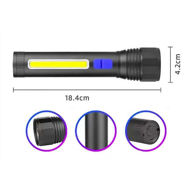 Ліхтарик світлодіодний для туриста, Потужний ручний ліхтар повербанк, Ліхтар вуличний ручний YG-66 Львів - фото 3