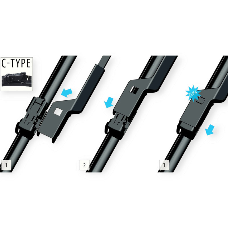 Щетки oximo модельные безкаркасные (к-т 2шт) c-type 650 + 450 мм дворника Мукачево - изображение 3
