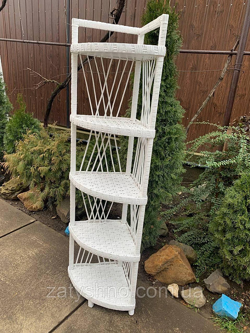 Этажерка плетеная белая угловая Киев - изображение 8