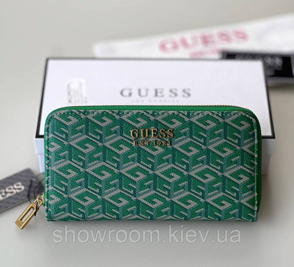 Жіночий гаманець на змійці Guess (7594) зелений Київ - фото 5