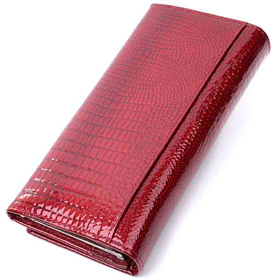 Кошелек для женщин из натуральной лакированной кожи Красный (ST Leather) Киев