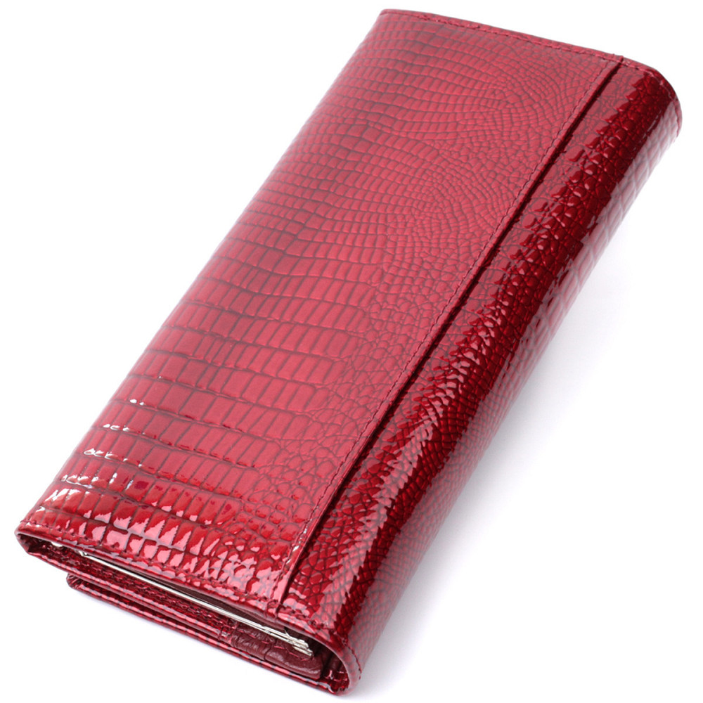 Кошелек для женщин из натуральной лакированной кожи Красный (ST Leather) Киев - изображение 6